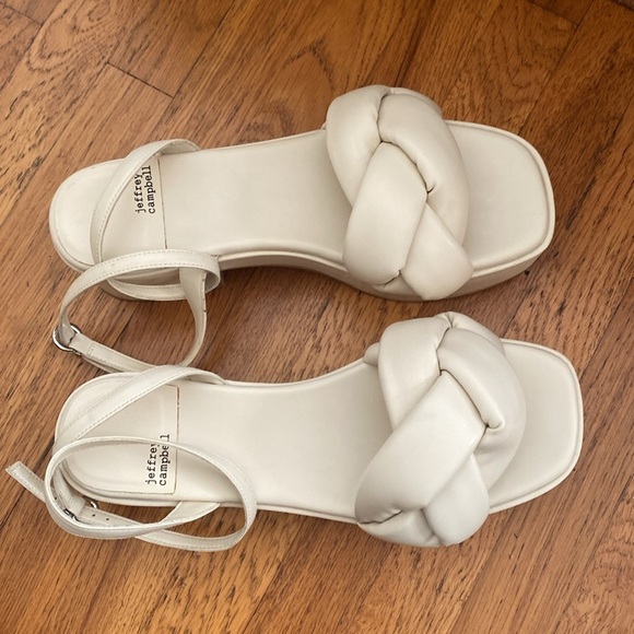 Jeffrey Campbell Women's Braided Platform Sandal in Cream Size 9.5 - Picture 5 of 15